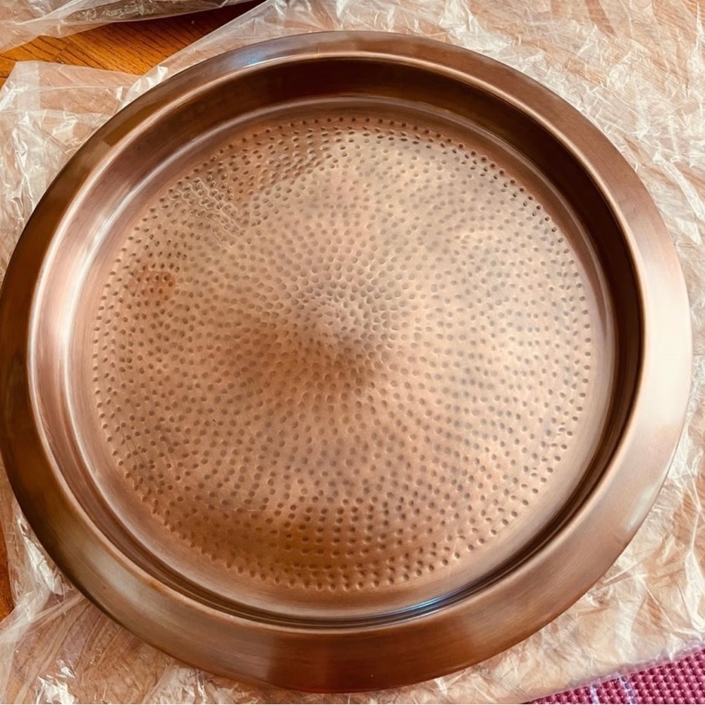 New large 16” diameter round copper serving tray